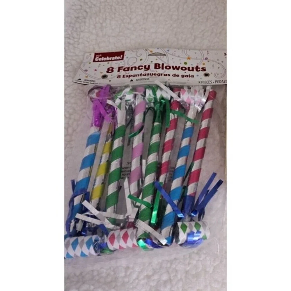 Fancy Party‎ Blowers Blowouts Loot Bag Filler Foil Noise Toy Birthday Party 8pc